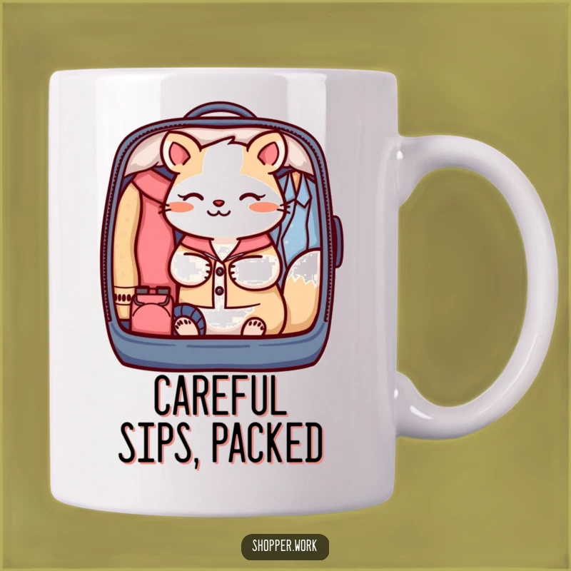Funny Organized Traveler Mug: Focused Animal Packing Garment Bag, Perfect Funny Gift