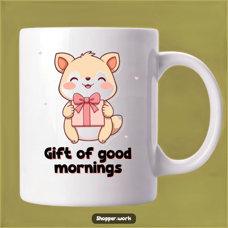 Funny Gift Giver Animal Mug: Happy Animal Presents Wrapped Gift, Perfect Funny Gift
