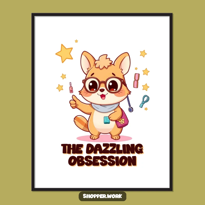 Funny Accessory Enthusiast Digital Art: Animal Pointing at Sparkles Print