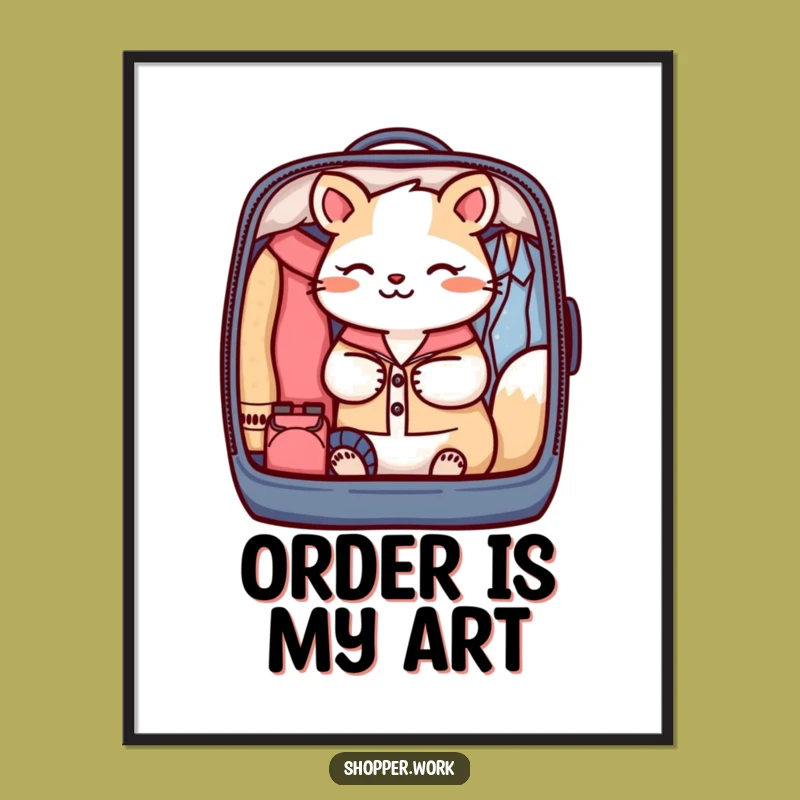 Funny Organized Traveler Poster: Animal Packing Garment Bag Art Print