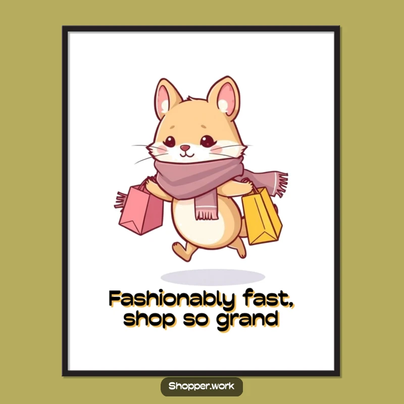 Free Printable Wall Art: Stylish Animal Shopper, Funny Downloadable Decor for Chic Spaces