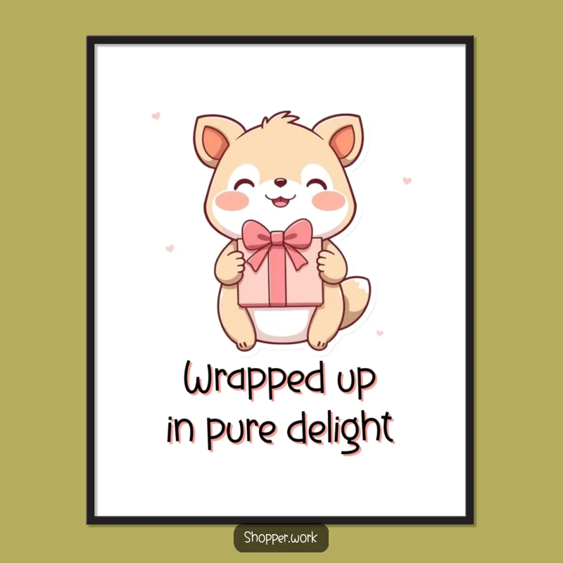 Free Printable Wall Art: Gift-Giving Animal Joy, Funny Downloadable Decor for Happy Spaces