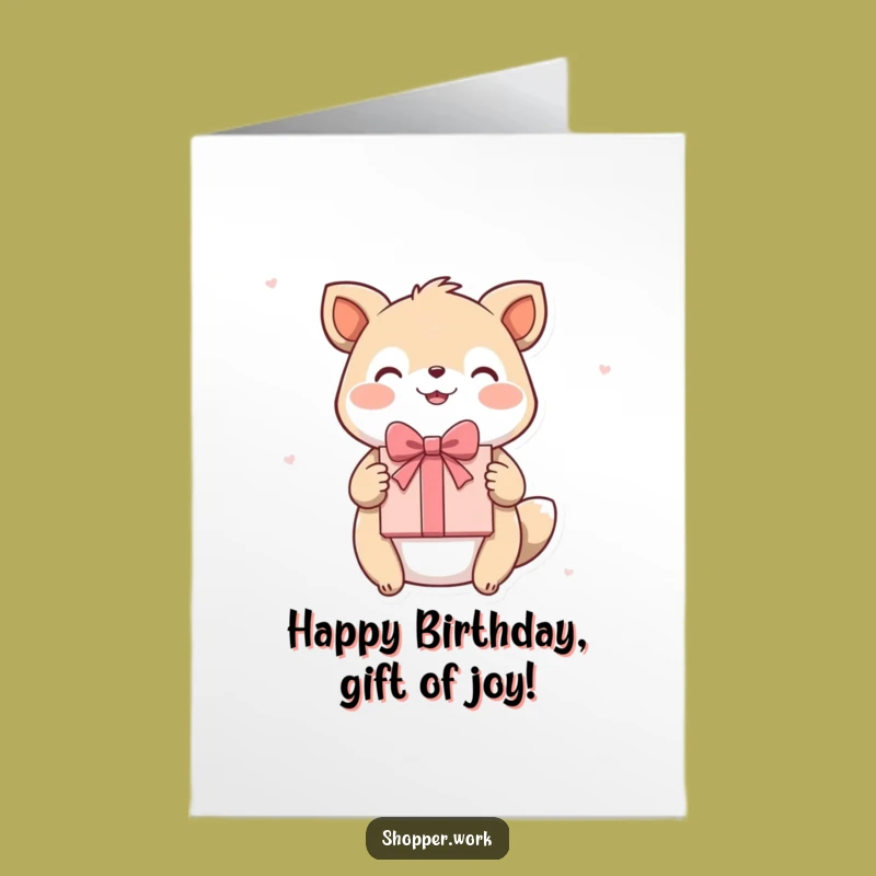 Free Printable Birthday Card: Gift-Giving Animal, Funny Downloadable Surprise for Celebrations