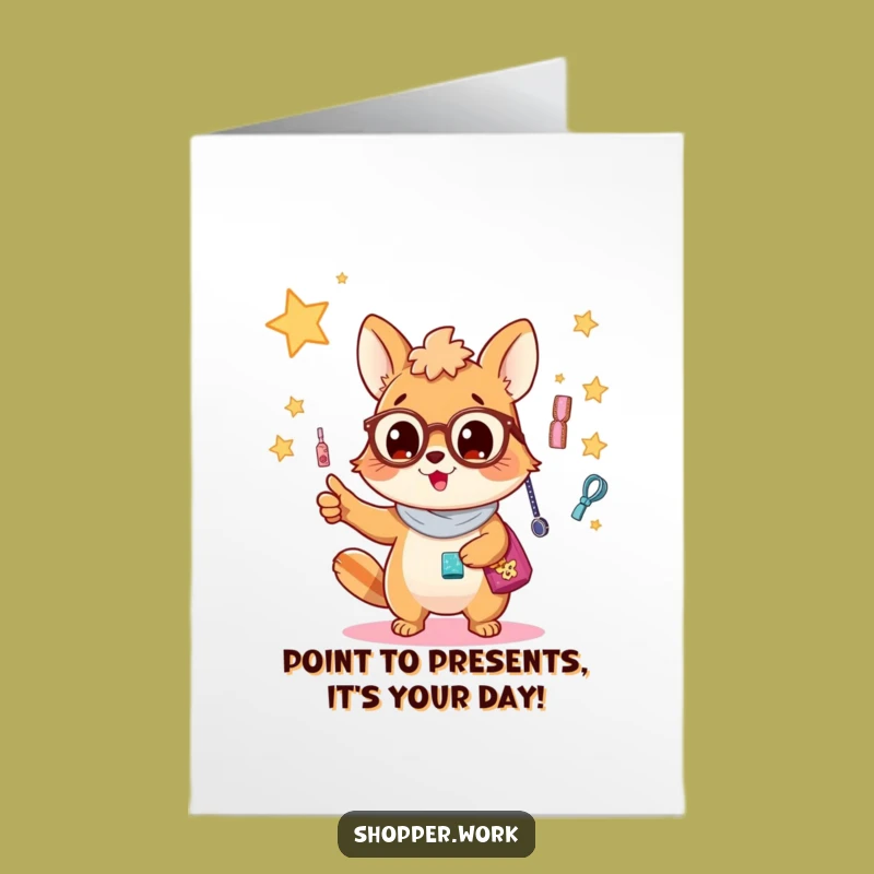 Free Printable Birthday Card: Accessory Obsessed Animal, Funny Downloadable Gift for Sparkle Lovers