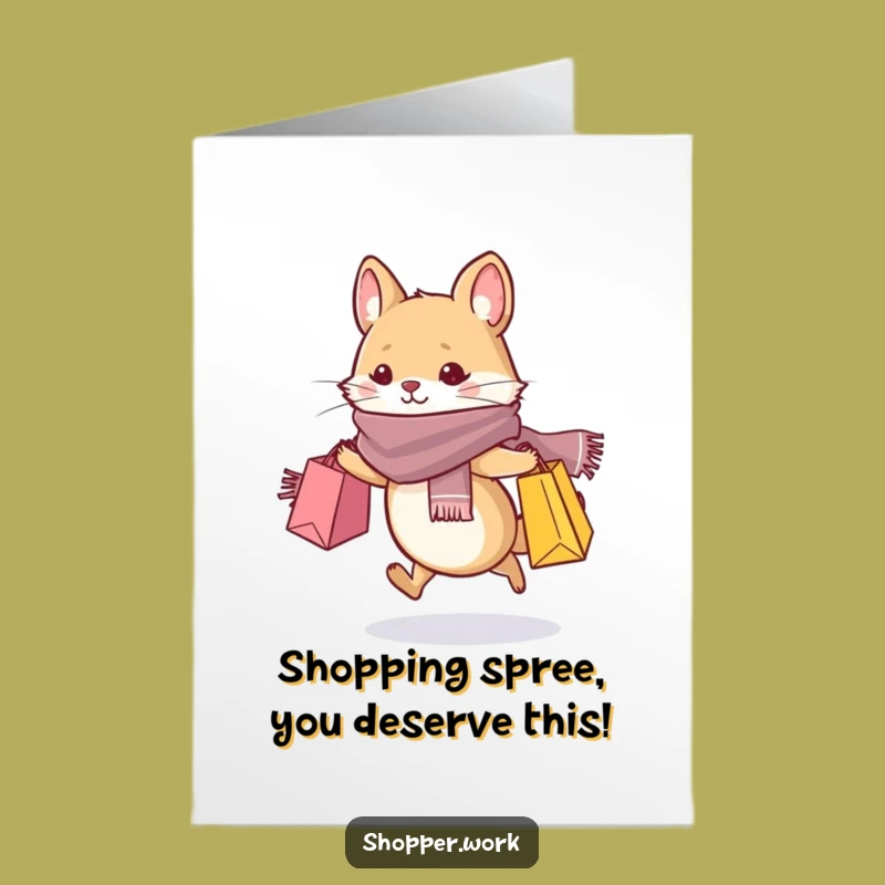 Free Printable Congrats Card: Stylish Animal Shopper, Funny Downloadable Gift for Big Wins